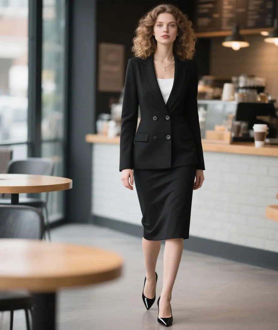 2 Piece Double Breasted Skirt Sets for Women Business Office Formal Dress Suit Interview Outfits for Women
