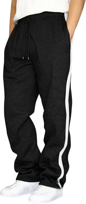 2024 Cargo Sweatpants for Men Stylish Fleece Joggers Pants Elastic Waist Baggy Drawstring Trousers Bottoms with Pockets