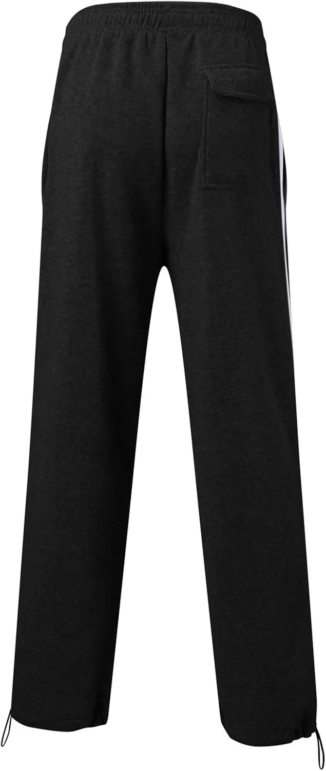 2024 Cargo Sweatpants for Men Stylish Fleece Joggers Pants Elastic Waist Baggy Drawstring Trousers Bottoms with Pockets