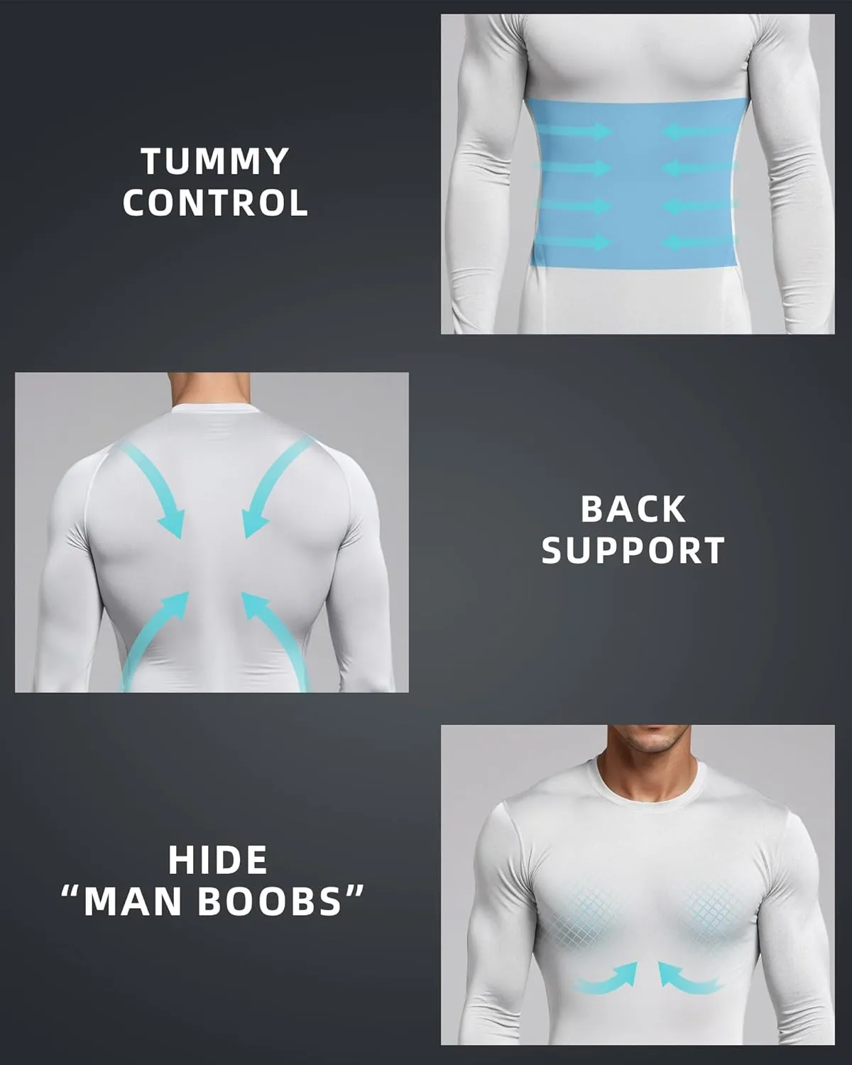 3 Pack Men's Compression Shirts Long Sleeve Athletic Base Layer Running Top UV Sun Protection Outdoor Work Out Shirts Black S