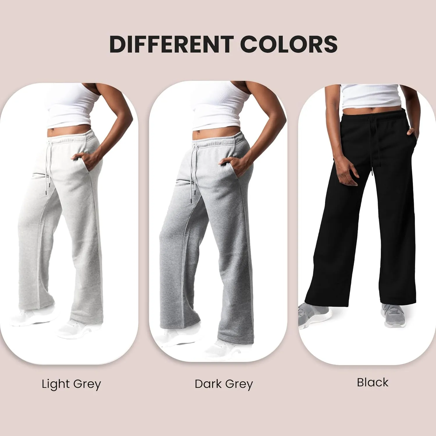 3 Pack Sweatpants Women, Wide Leg Womens Sweatpants, Workout - Yoga Pants (Available in Plus)