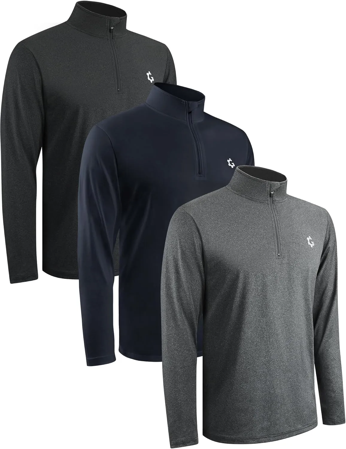 3Pack Quarter 1/4 Zip Pullover Men Dry Fit Sweatshirts Long Sleeve Running Athletic Golf Work Out Gym Fishing Shirt Quick Dry Outdoor Active Sports Shirts Gray Blue S
