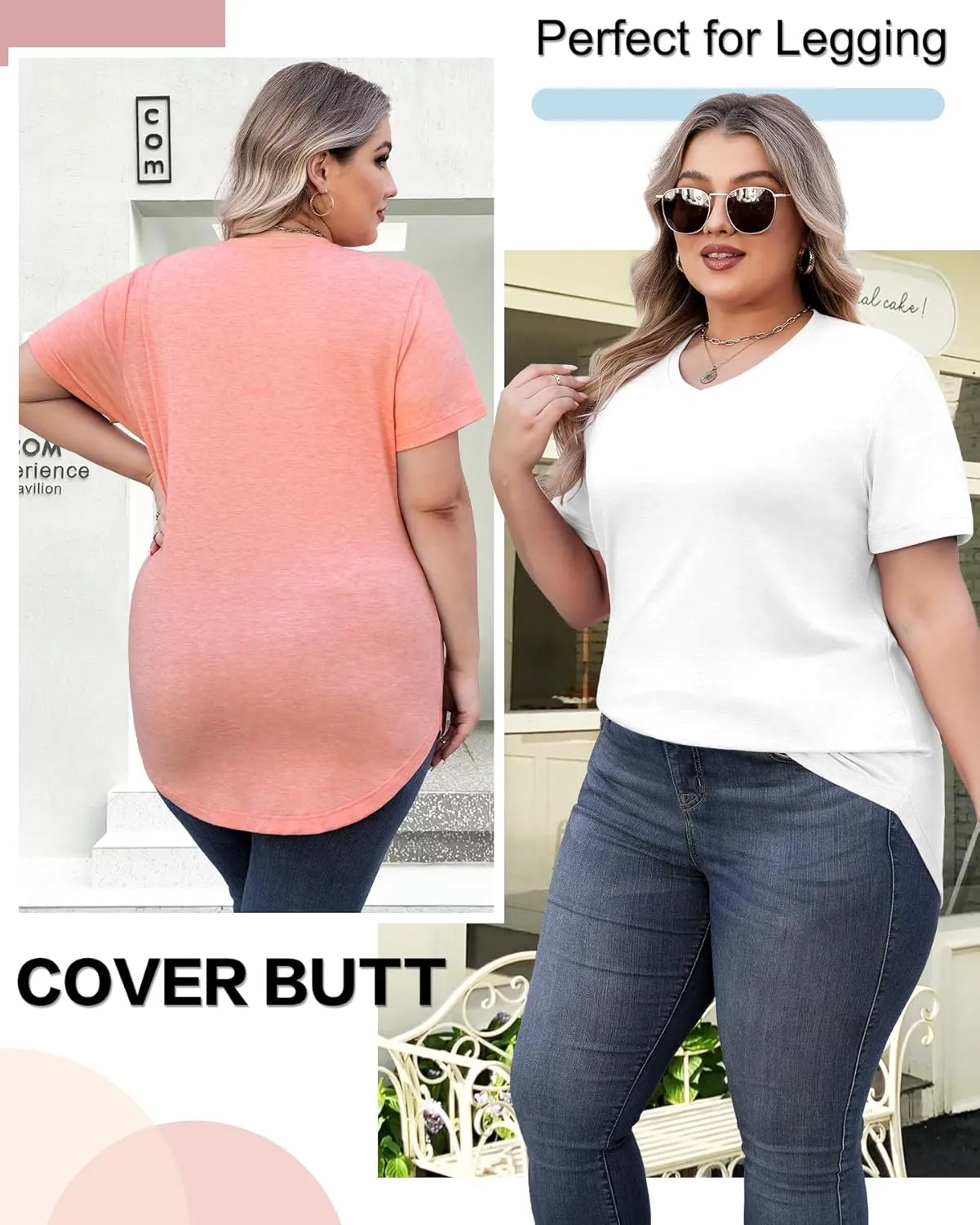 4 Pack Womens Tops Basic Summer V Neck T Shirts Short Sleeve Tshirts Shirts Casual Loose Fit Tops 2025 Trendy Clothes