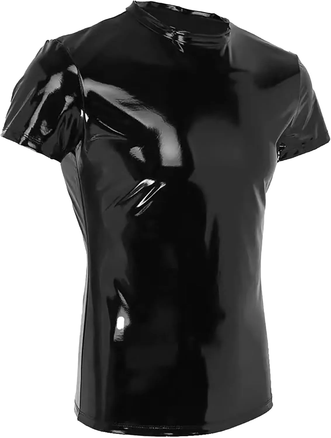 AIEOE Mens Leather Metallic Shirts Shiny Slim Fit Stretch Top Wetlook Club Party Undershirts
