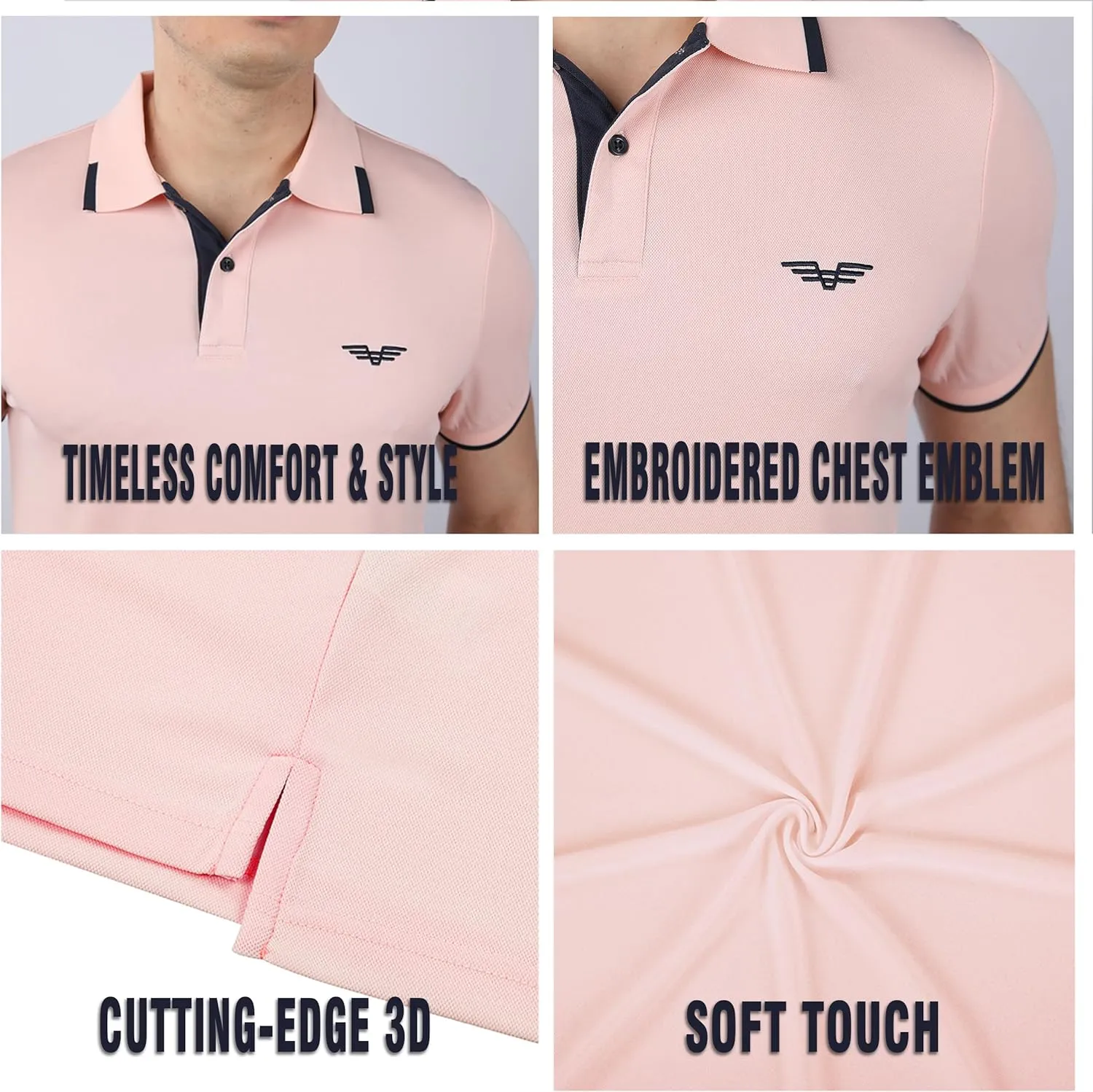 Albert Morris Mens Striped Short Sleeve Polo Shirts 4 Pack