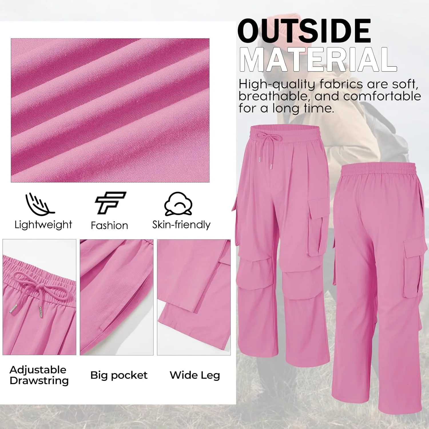 American Trends Baggy Cargo Pants Men Wide Casual Parachute Pants Men Jogger Drawstring Hiking Hip Hop Pants with Pocket