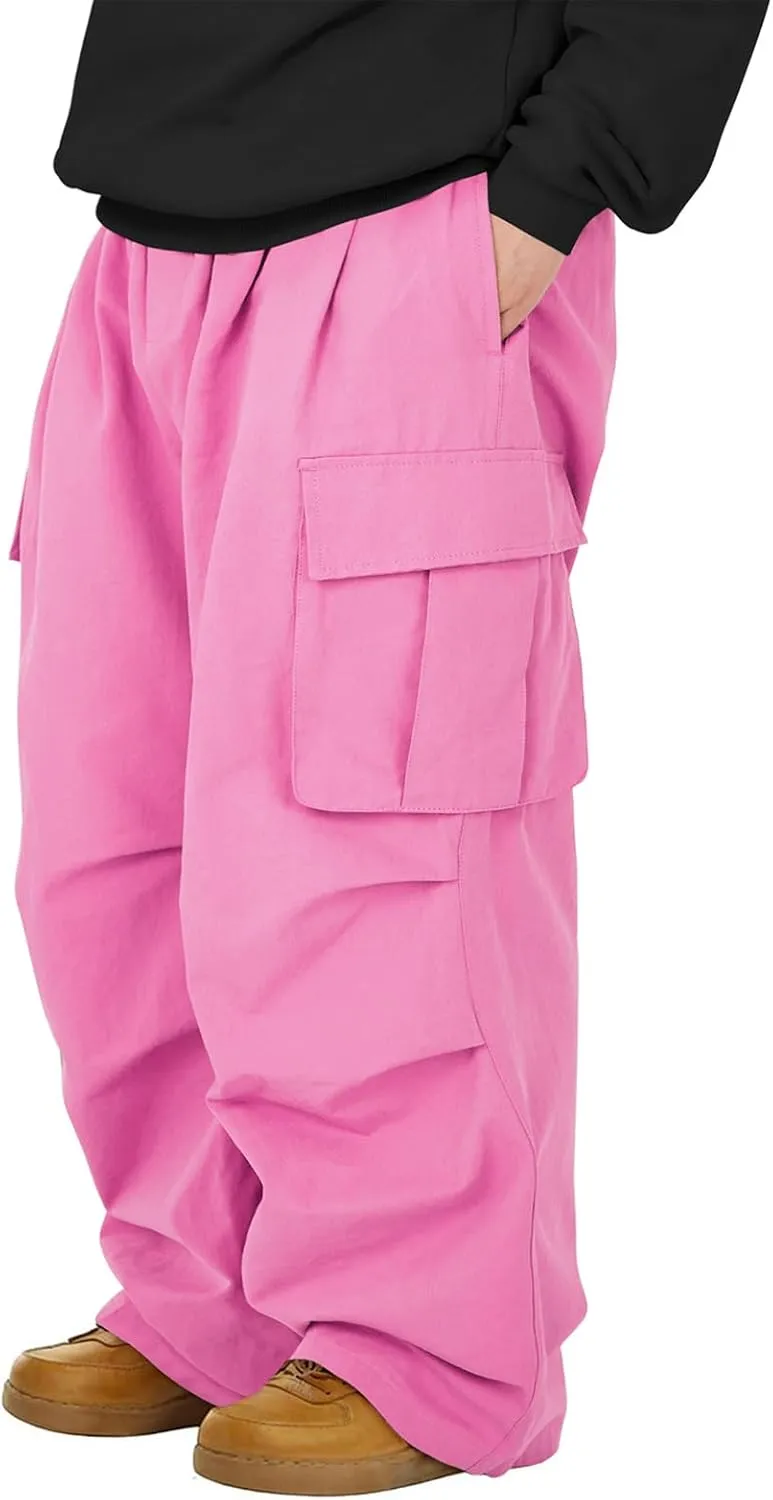 American Trends Baggy Cargo Pants Men Wide Casual Parachute Pants Men Jogger Drawstring Hiking Hip Hop Pants with Pocket