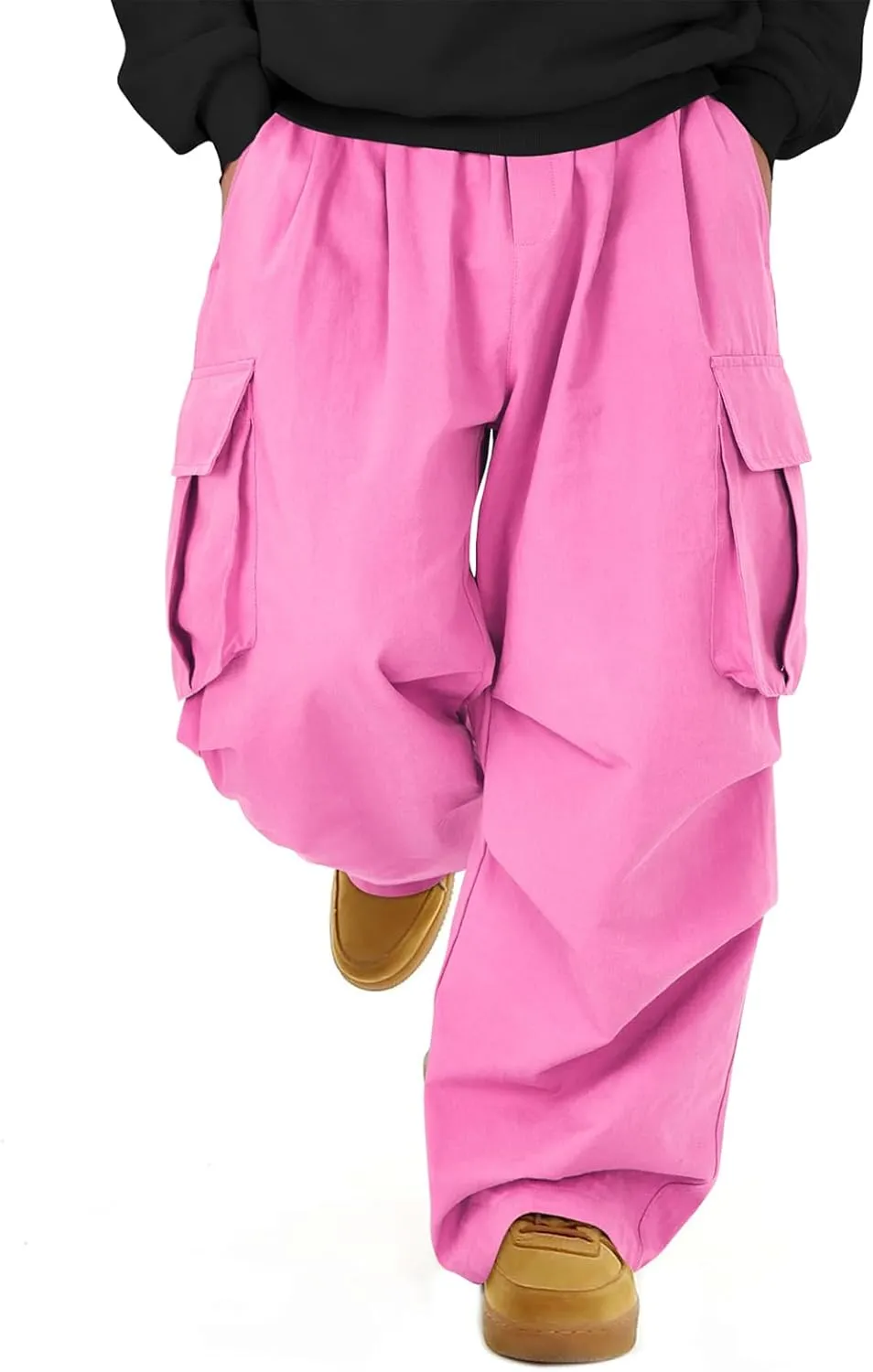 American Trends Baggy Cargo Pants Men Wide Casual Parachute Pants Men Jogger Drawstring Hiking Hip Hop Pants with Pocket