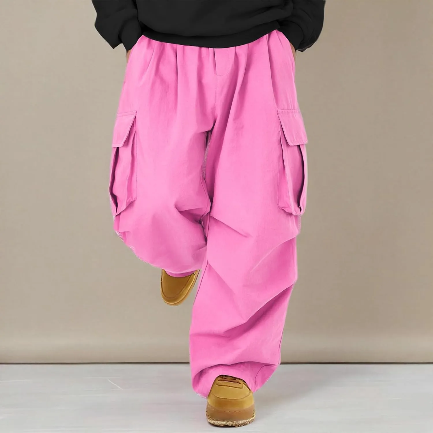 American Trends Baggy Cargo Pants Men Wide Casual Parachute Pants Men Jogger Drawstring Hiking Hip Hop Pants with Pocket