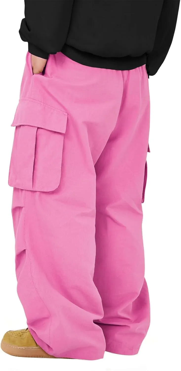 American Trends Baggy Cargo Pants Men Wide Casual Parachute Pants Men Jogger Drawstring Hiking Hip Hop Pants with Pocket
