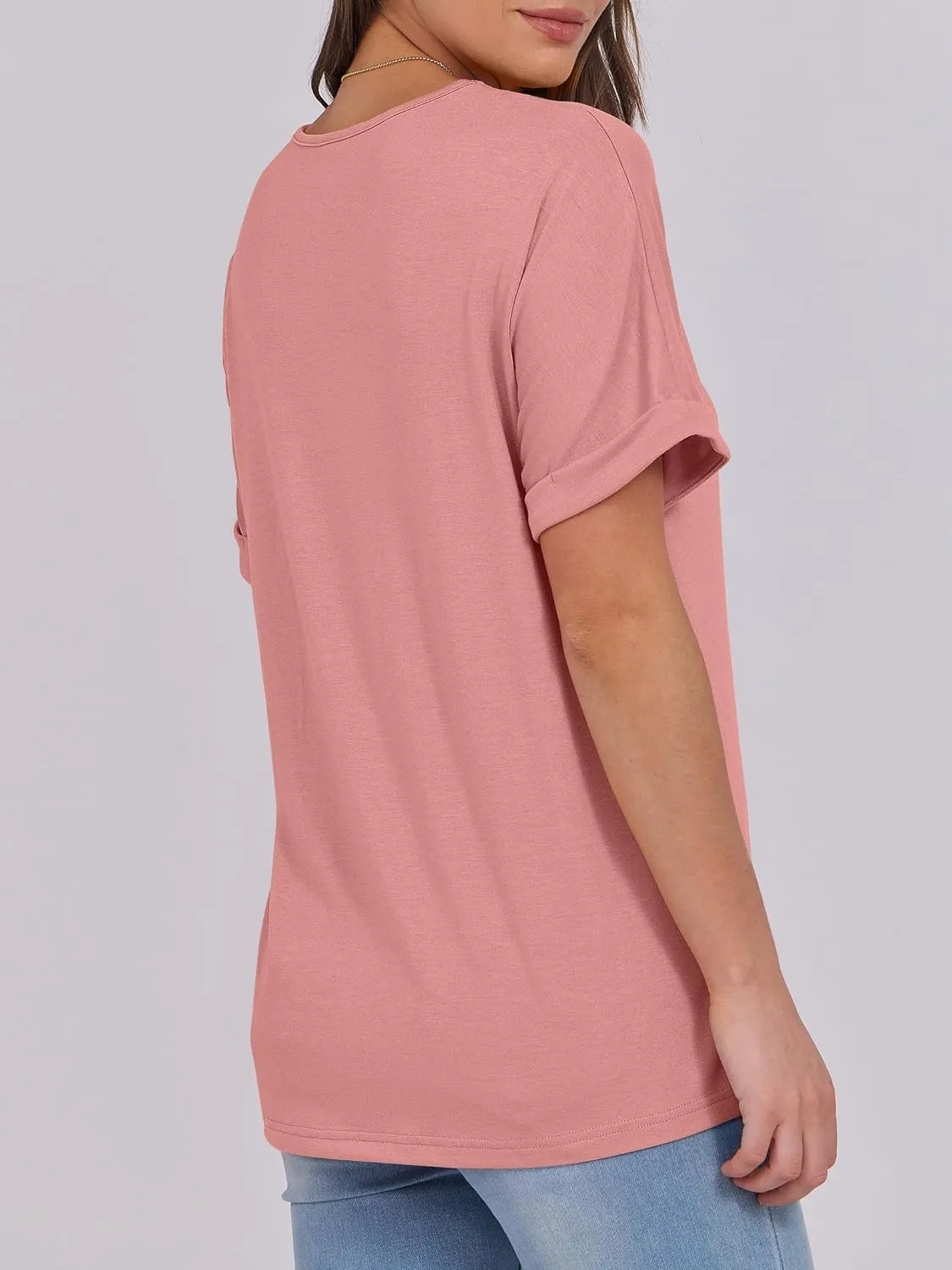 ANRABESS Womens T Shirts Short Sleeve V Neck Shirts Summer Loose Fit Dressy Tops Business Casual Blouses 2025 Basic Tees