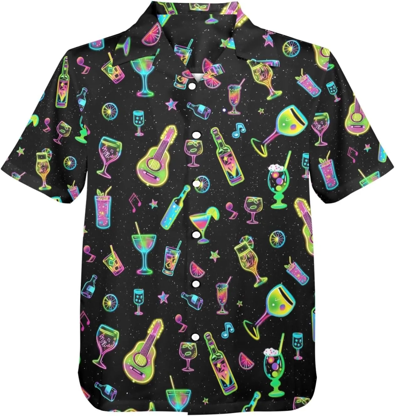 Artsadd 80s 90s Hawaiian Shirt for Men Vintage Button Down Short Sleeve Big and Tall Shirts Funny Party Disco Outfit
