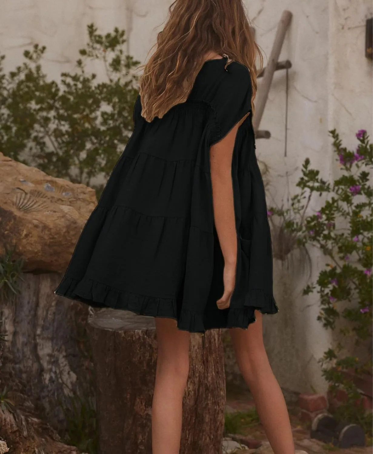 Athlisan 2025 Womens Mini Dress Casual Summer Crew Neck Cover Up Dress for Beach