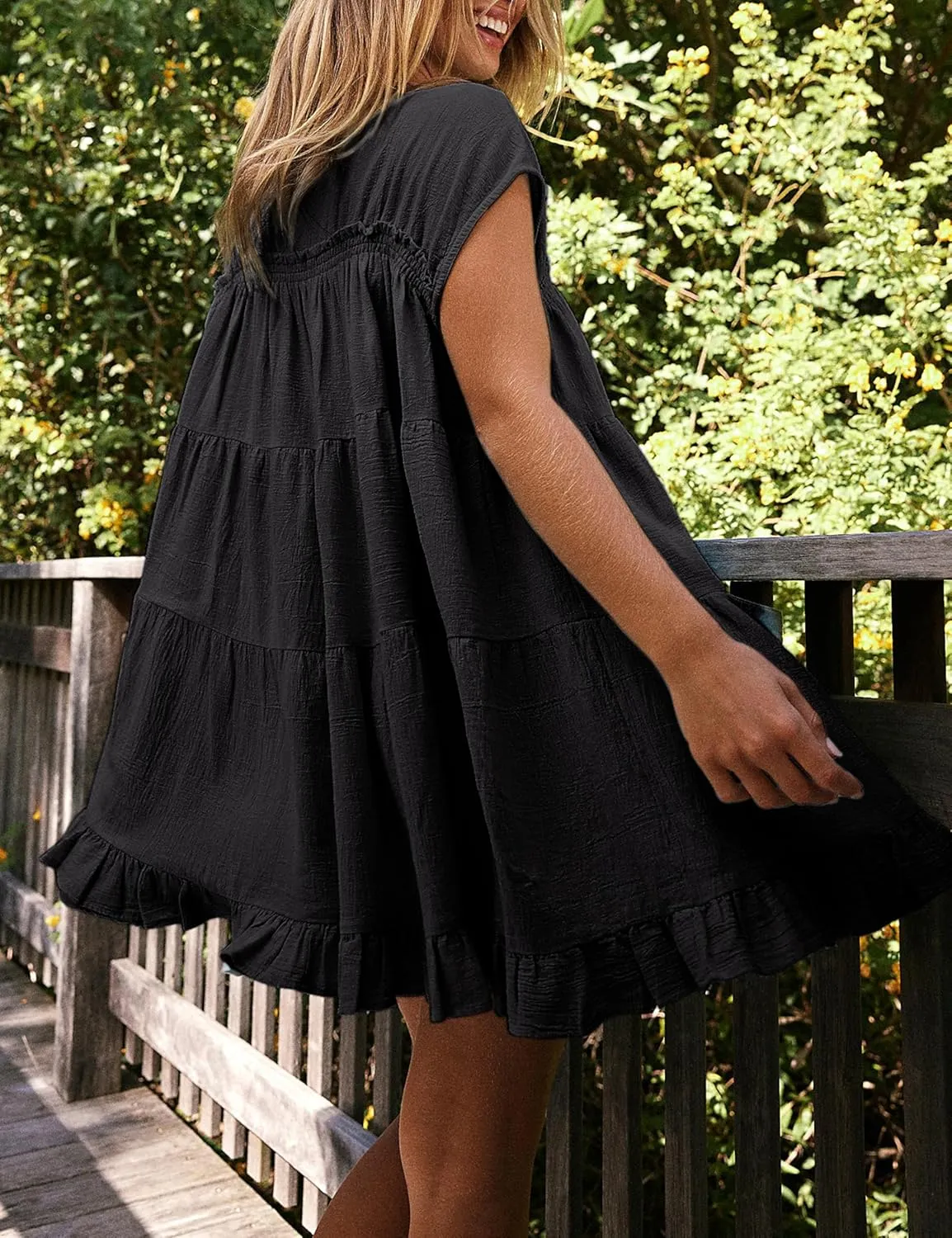 Athlisan 2025 Womens Mini Dress Casual Summer Crew Neck Cover Up Dress for Beach