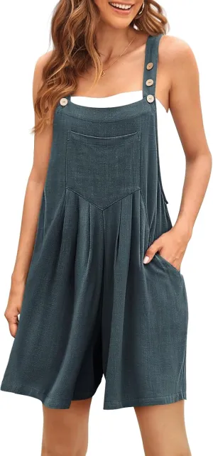 AUTOMET Women's Summer Jumpsuits Short Overalls Casual Rompers Beach Fashion Vacation Ouitfits Sleeveless Jumpers 2025