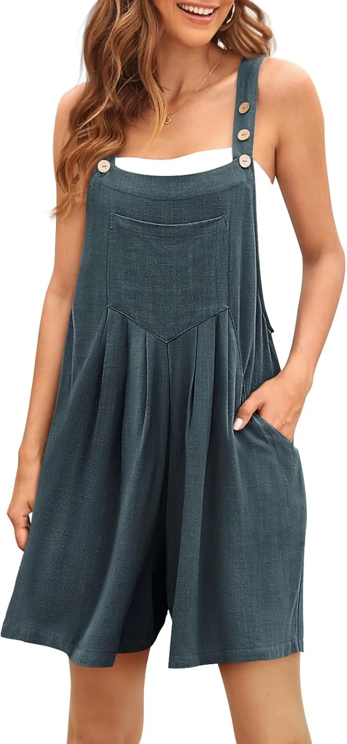 AUTOMET Women's Summer Jumpsuits Short Overalls Casual Rompers Beach Fashion Vacation Ouitfits Sleeveless Jumpers 2025