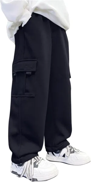 Baggy Cargo Sweatpants for Boy 2025 Spring Fashion Elastic High Wait Joggers Lounge Cozy Straight Athletic Gym Pants