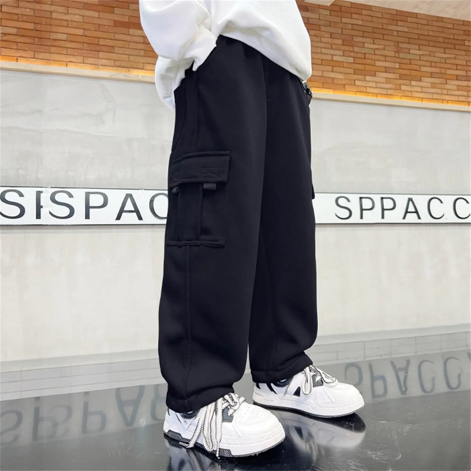 Baggy Cargo Sweatpants for Boy 2025 Spring Fashion Elastic High Wait Joggers Lounge Cozy Straight Athletic Gym Pants