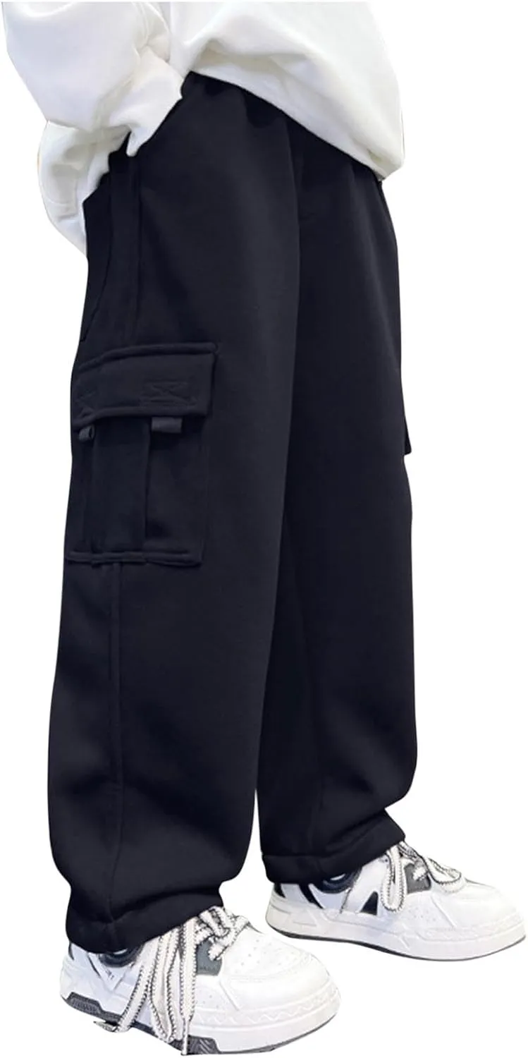 Baggy Cargo Sweatpants for Boy 2025 Spring Fashion Elastic High Wait Joggers Lounge Cozy Straight Athletic Gym Pants