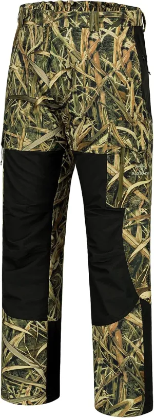 BASSDASH Splice Mens Waterproof Breathable Hunting Pants Ripstop Camo Fishing Rain Pant