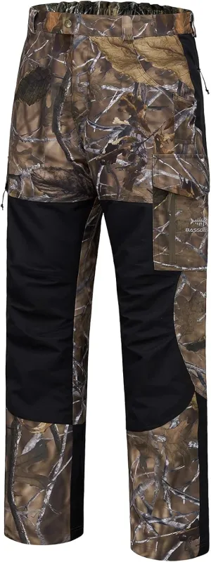 BASSDASH Splice Mens Waterproof Breathable Hunting Pants Ripstop Camo Fishing Rain Pant