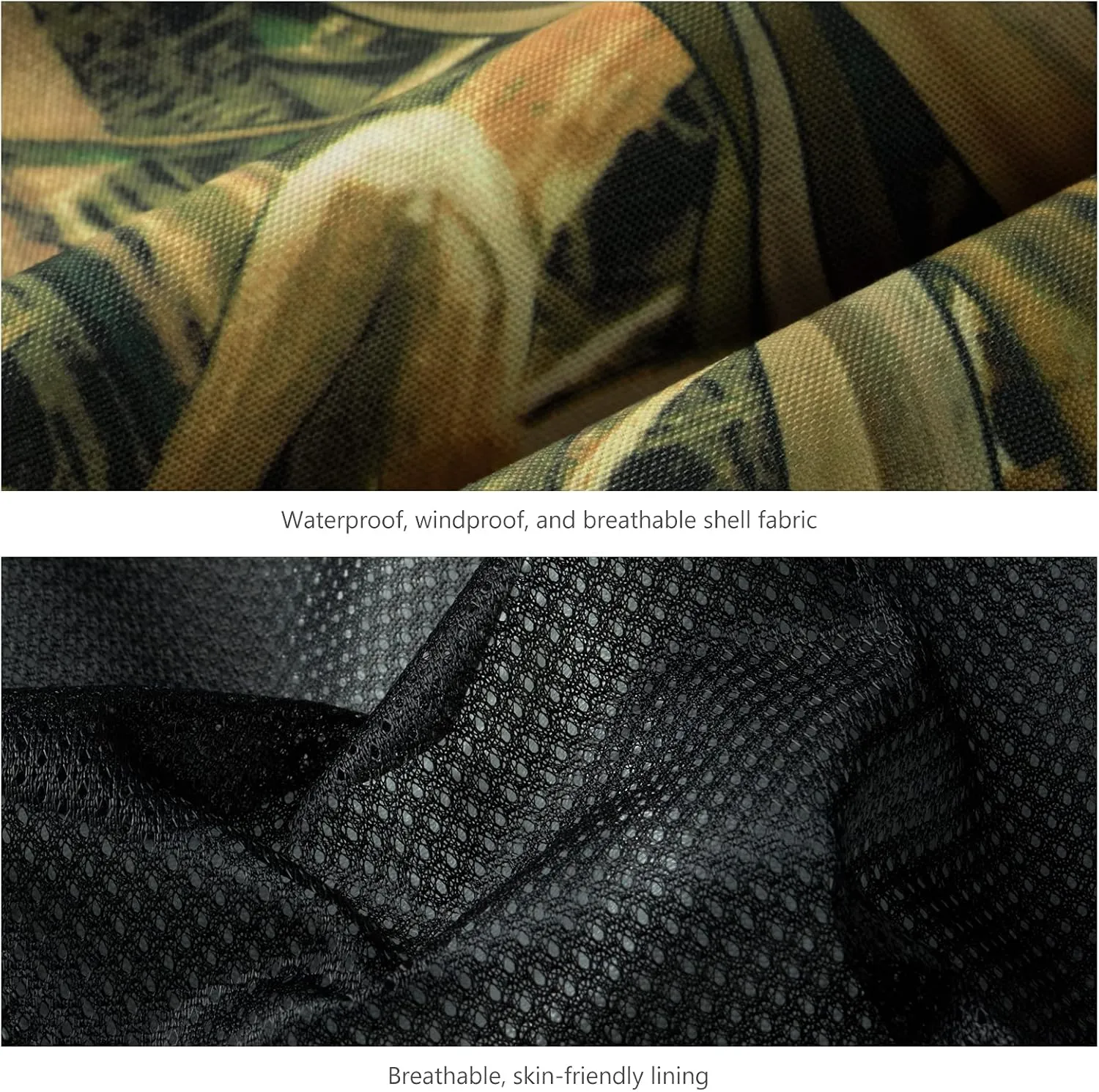BASSDASH Splice Mens Waterproof Breathable Hunting Pants Ripstop Camo Fishing Rain Pant