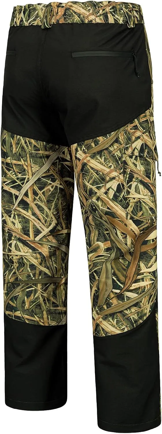 BASSDASH Splice Mens Waterproof Breathable Hunting Pants Ripstop Camo Fishing Rain Pant