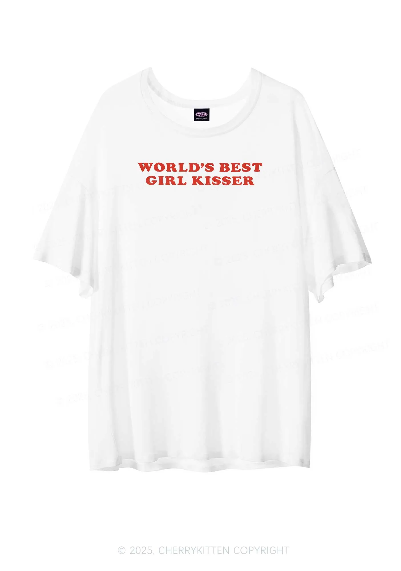 Best Girl Kisser Pride Y2K Sheer Boyfriend Tee Cherrykitten