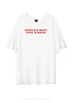 Best Girl Kisser Pride Y2K Sheer Boyfriend Tee Cherrykitten
