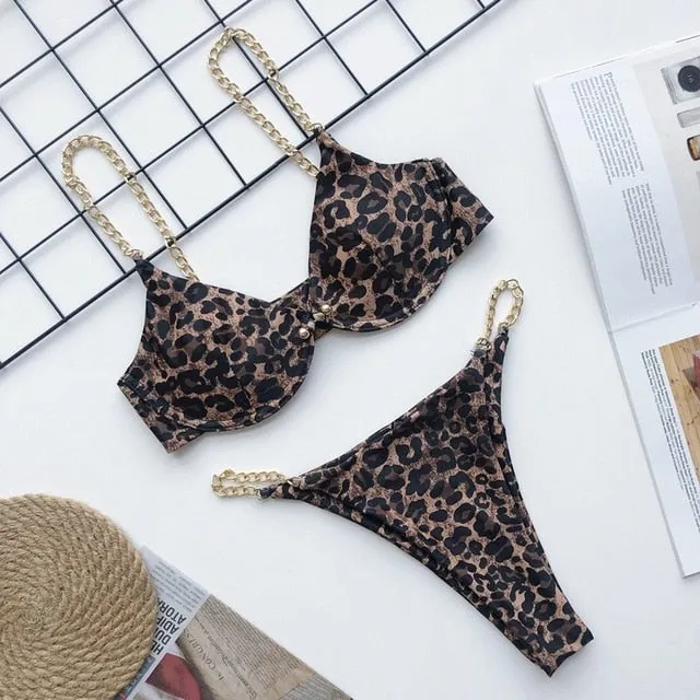 Bikini Micro Swimwear Women Leopard High Cut Swimming Bathing Suit Biquini Set Sexy Swimsuit Femme Brazilian Bikini 2021 Gifts