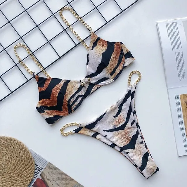 Bikini Micro Swimwear Women Leopard High Cut Swimming Bathing Suit Biquini Set Sexy Swimsuit Femme Brazilian Bikini 2021 Gifts