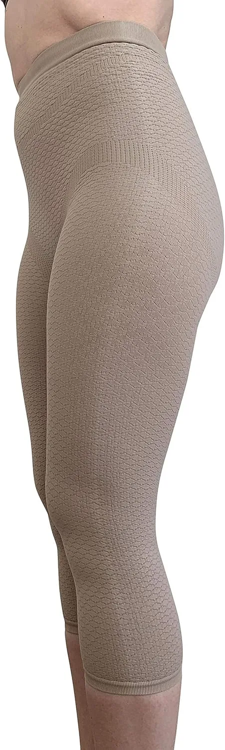 Bioflect Capri Compression Leggings with Bioactive Fibers and Raised Massaging Knit for Support and Comfort