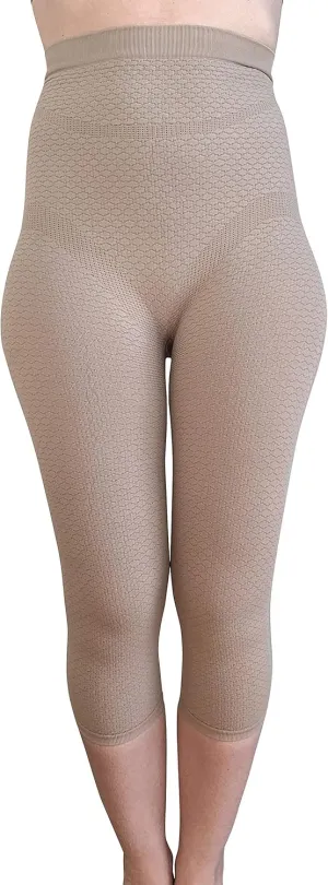 Bioflect Capri Compression Leggings with Bioactive Fibers and Raised Massaging Knit for Support and Comfort