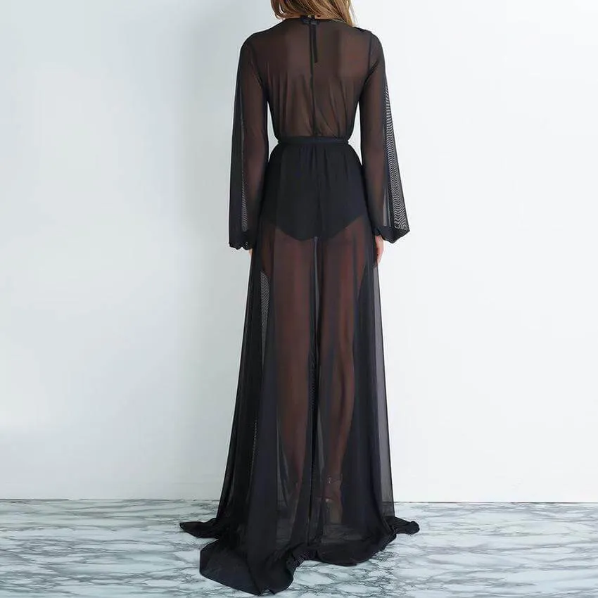 Black Sheer Long Beach Swimwear Cover Up (Many colors available)