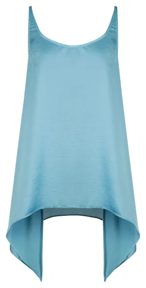 BLUE SATIN SCOOP BACK TANK