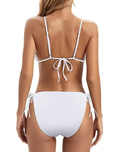 Brazilian Cut Two Piece Triangle Bikini Swimsuit For Women-White
