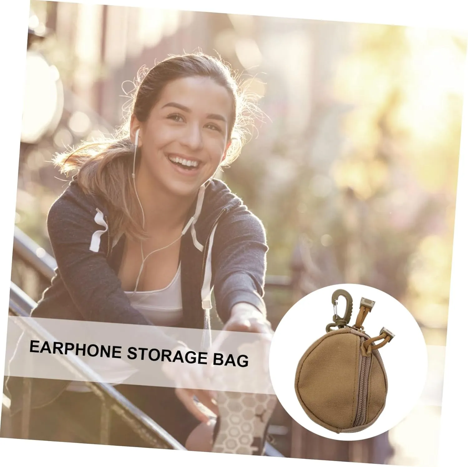 Breathable Polyester Portable Headphone Bag Multi-purpose Sports Pack Hanging Storage Pouch Outdoor Bag
