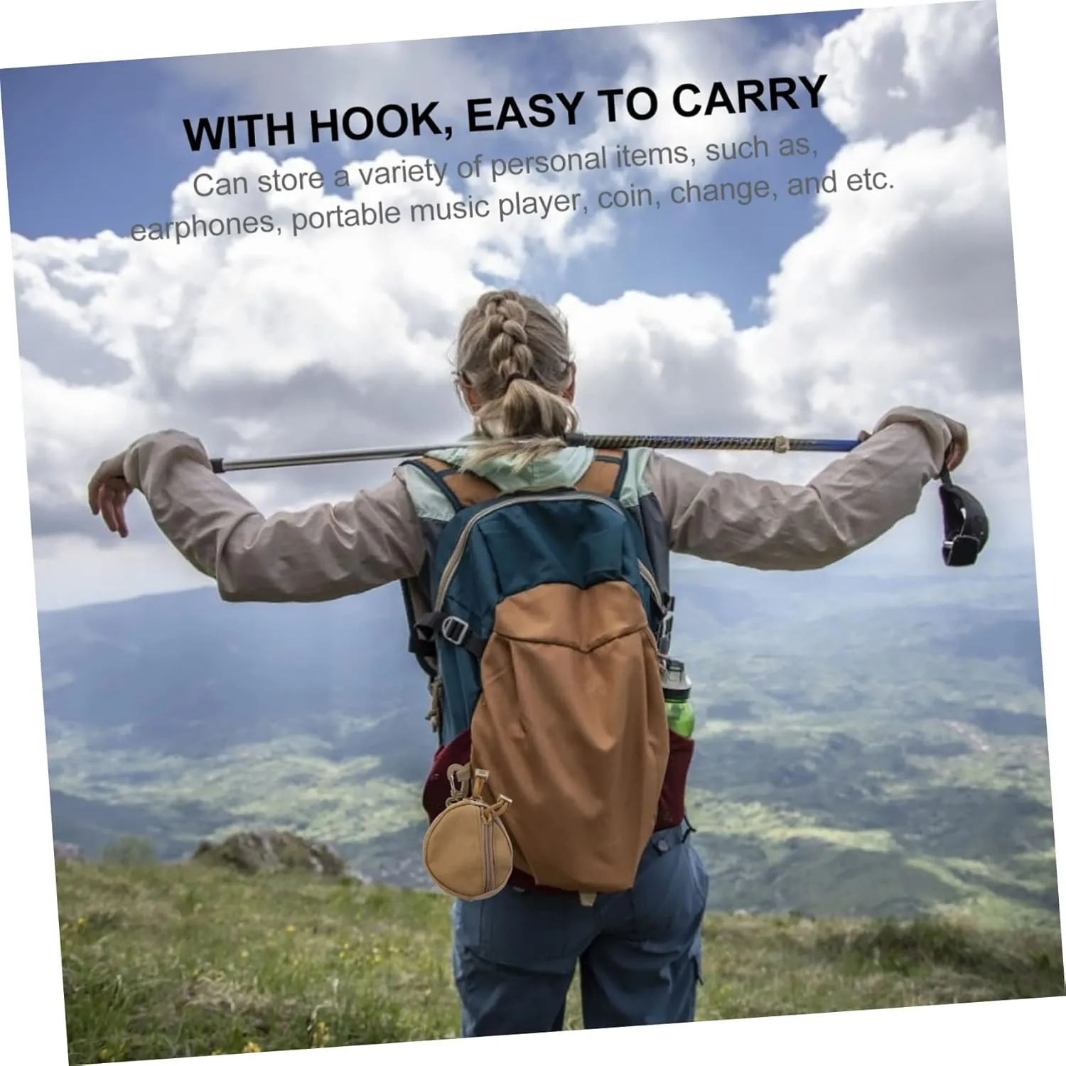 Breathable Polyester Portable Headphone Bag Multi-purpose Sports Pack Hanging Storage Pouch Outdoor Bag