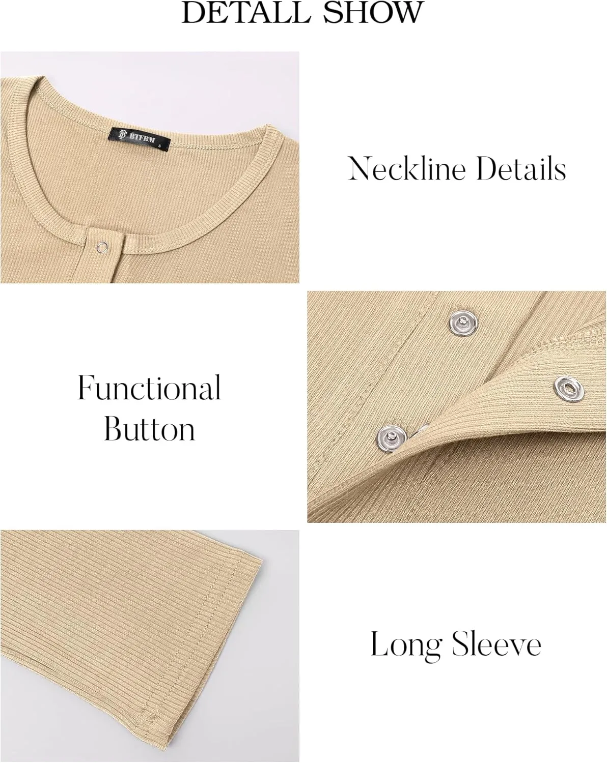 BTFBM Women Long Sleeve Shirts Fall Tops V Neck Button Up Slim Fit Ribbed Knit Solid Color Casual Shirts 2025