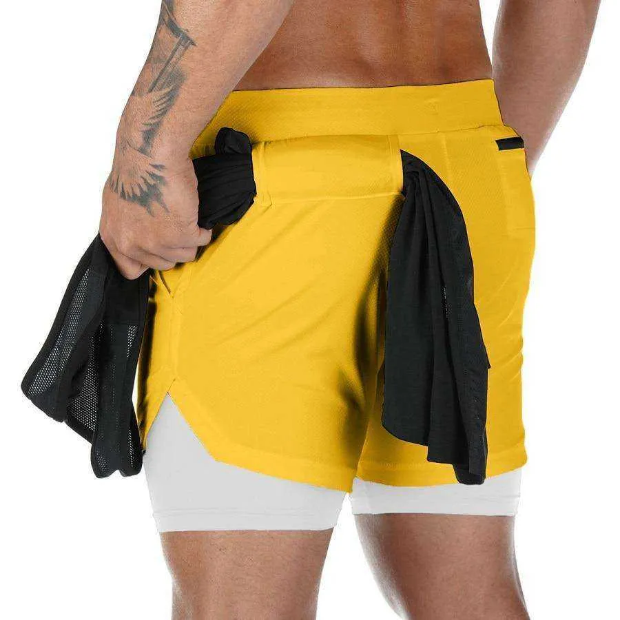 Camo Double-deck Quick Dry Fitness Workout Jogging Running Sport Shorts