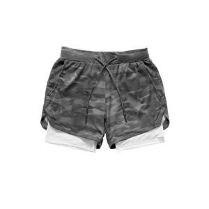 Camo Double-deck Quick Dry Fitness Workout Jogging Running Sport Shorts
