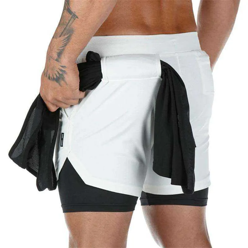 Camo Double-deck Quick Dry Fitness Workout Jogging Running Sport Shorts
