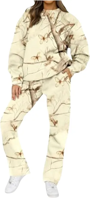 Camo Sweat Set for Women 2 Piece Hoodie Sets Maple Leaf Print Oversized Sweatshirt Sweatpants Fall Outfits