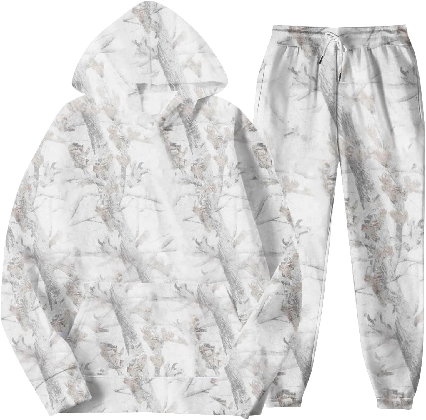 Camo Sweatsuits for Women Set 2 Piece Camo Hoodies Maple Leaf Print Hoodie Oversized Sweatshirt Sweatpants Outfits