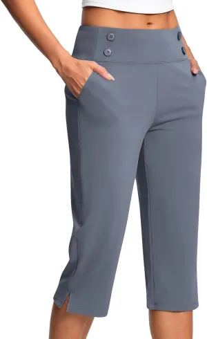 Capri Pants for Women Summer Elastic High Waisted Stretch Lightweight Tummy Control Leggings Workout Yoga Outfits