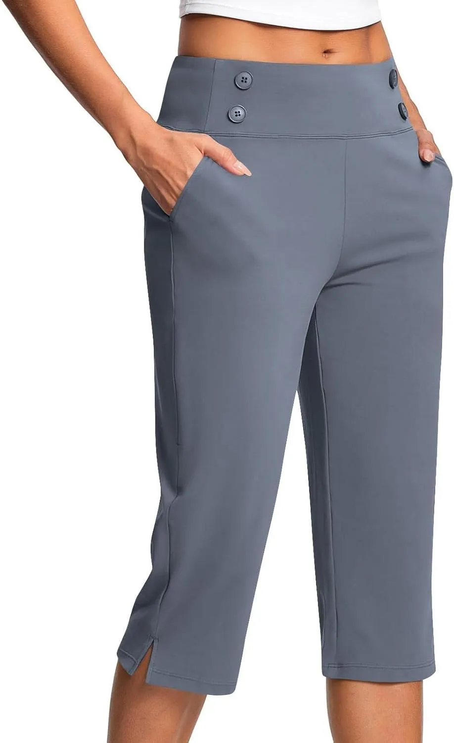 Capri Pants for Women Summer Elastic High Waisted Stretch Lightweight Tummy Control Leggings Workout Yoga Outfits