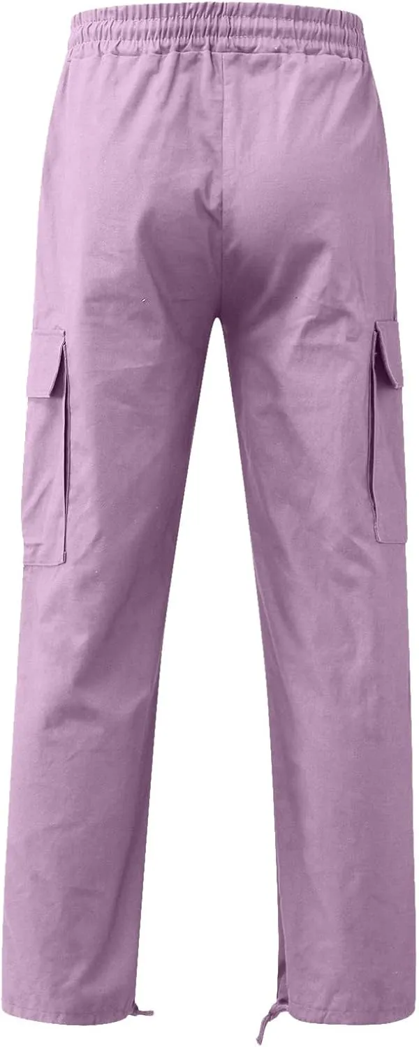 Cargo Pants for Men Elastic Waist Joggers Running Workout Gym Track Golf Pants Multi-Pocket Trousers