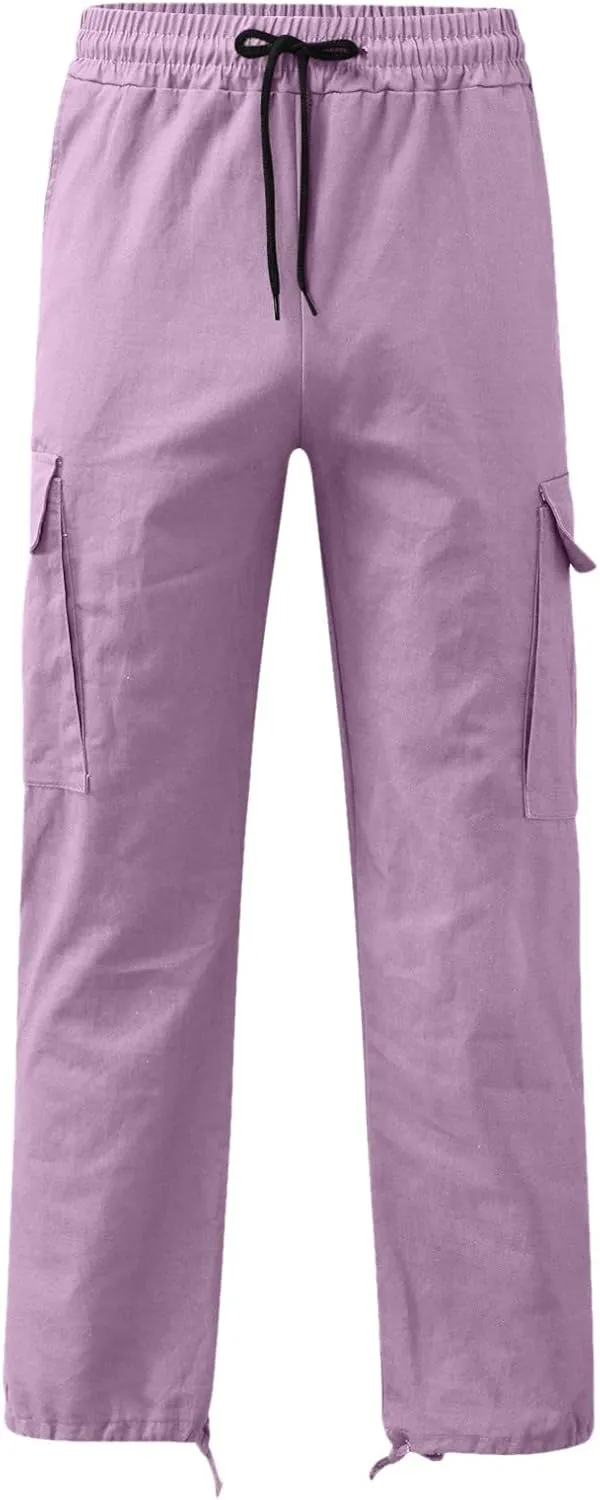 Cargo Pants for Men Elastic Waist Joggers Running Workout Gym Track Golf Pants Multi-Pocket Trousers