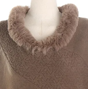 Cashmere Shawl Wrap for Women Faux Fur Poncho Cape Large Blanket Wraps Winter Warm Knitted Cloak Cardigan Sweater Cozy Shawls