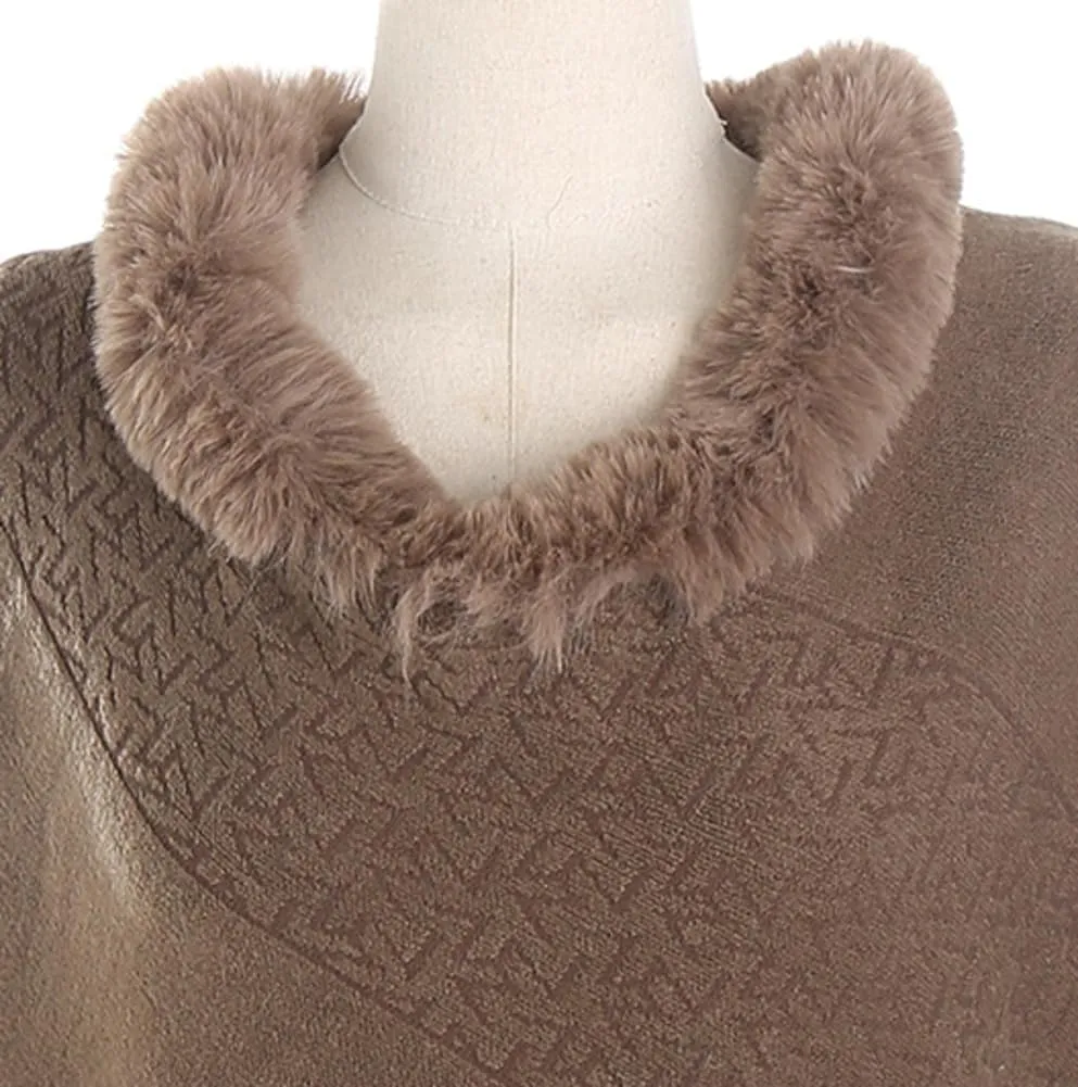 Cashmere Shawl Wrap for Women Faux Fur Poncho Cape Large Blanket Wraps Winter Warm Knitted Cloak Cardigan Sweater Cozy Shawls
